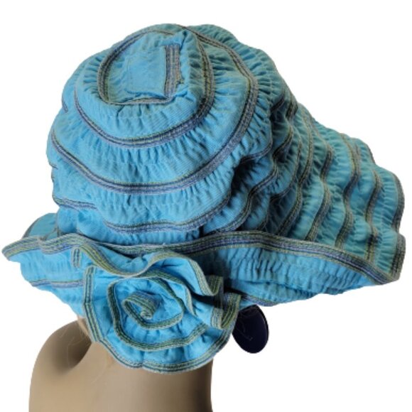 WOMENS Packable Cotton Blue Lightweight Summer Travel Golfing Beach Hat - Picture 3 of 16